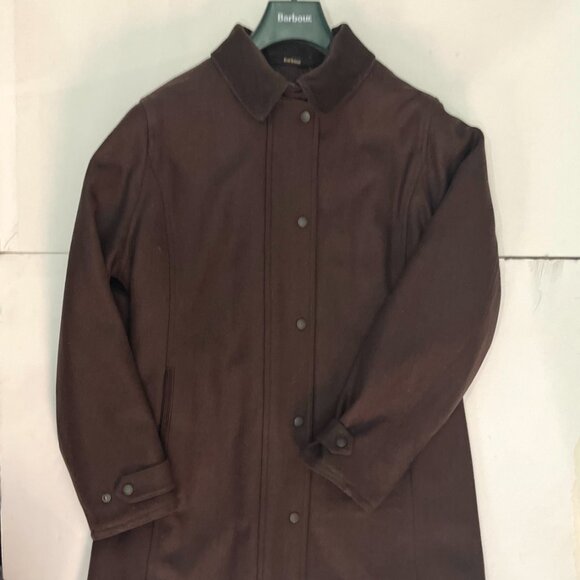 Barbour Newmarket Coat Women's Wool Brown Waterproof Breathable US 12 NWT $500 - Picture 1 of 16